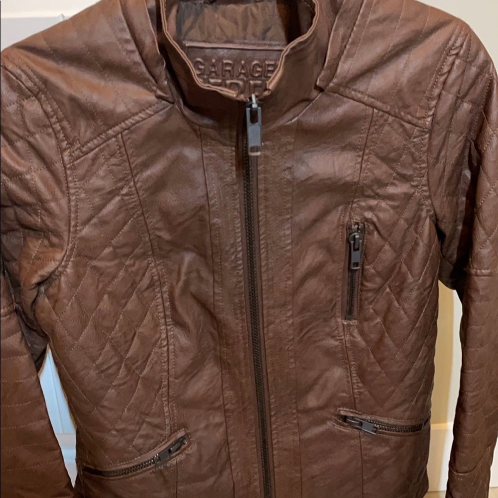 Brown leather Garage jacket Size S/M